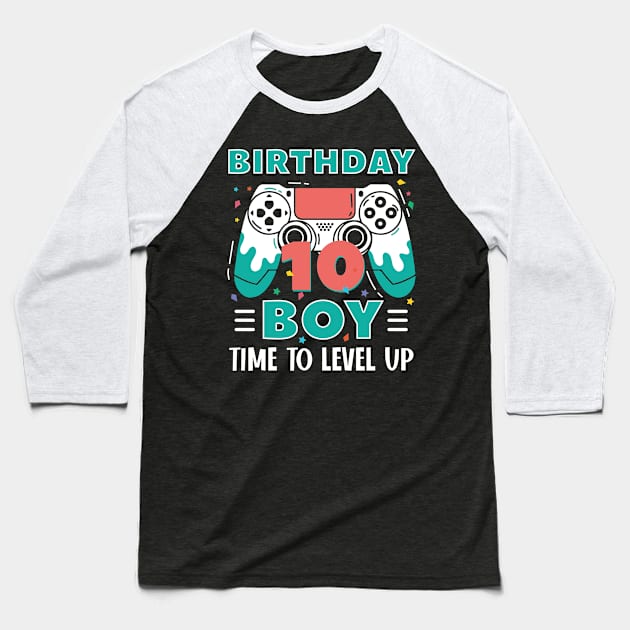 10th Birthday Boy Gamer Funny B-day Gift For Boys kids toddlers Baseball T-Shirt by tearbytea